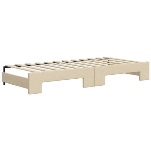 Divano Letto Estraibile Con Materassi Crema 90x200 Cm Tessuto - Foto 2