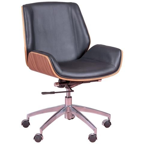Sedia Da Ufficio Con Legno Di Noce E Rivestita In Pelle Italiana - Nordic - Foto 1
