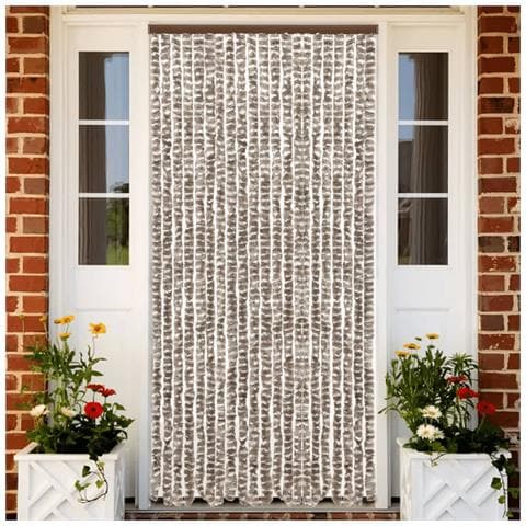 Tenda Antimosche Tortora E Bianca 90x200 Cm In Ciniglia - Foto 1