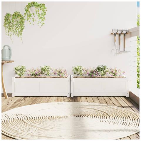 Fioriere Da Giardino 2 Pz Bianche In Legno Massello Di Pino - Foto 3