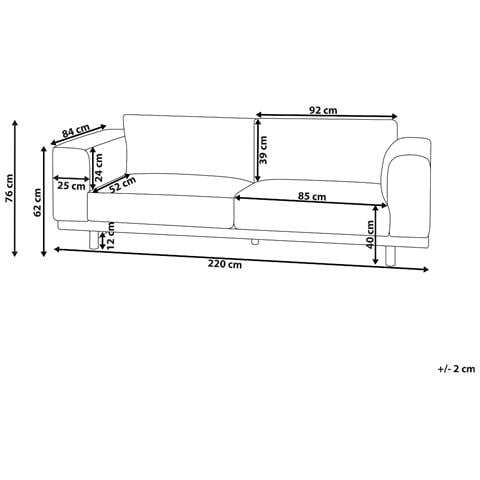 Divano 3 Posti Nivala Tessuto Beige Chiaro - Foto 2