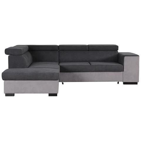 Divano Angolare Sinistro Trasformabile + Cassapanca A 5 Posti - Tessuto Grigio - 271 X 220 X 77 Cm - Foto 1