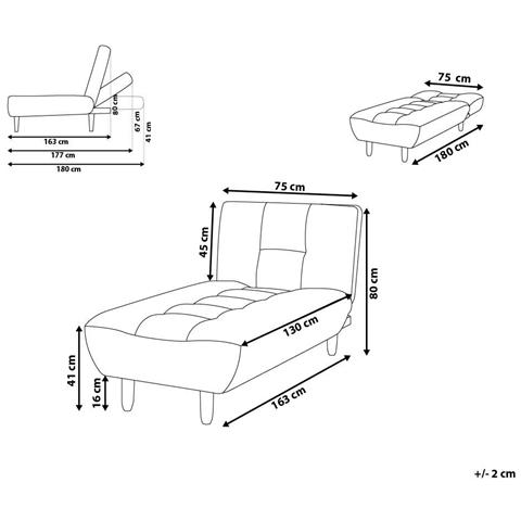 Chaise Longue Alsten Tessuto Nero - Foto 6