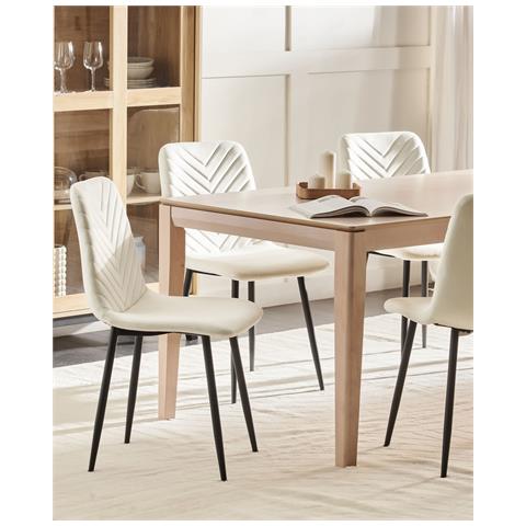 Set Di 4 Sedie Da Pranzo Havre Velluto Bianco Sporco - Foto 1