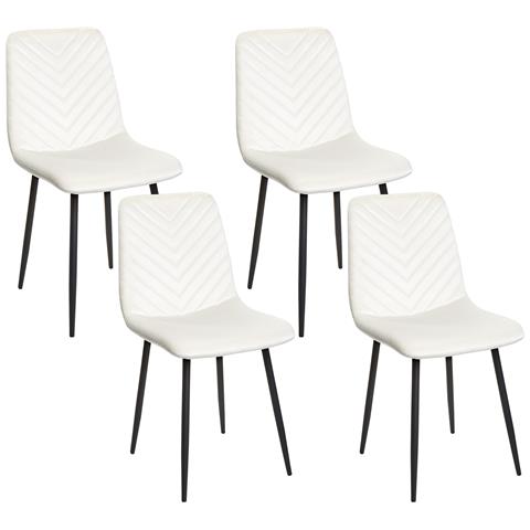 Set Di 4 Sedie Da Pranzo Havre Velluto Bianco Sporco - Foto 2