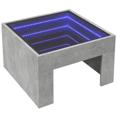 Tavolino Da Salotto Con Led Infinity Grigio Cemento 50x50x30 Cm - Foto 3