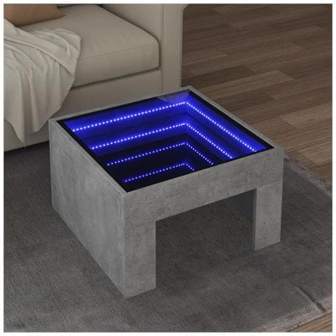 Tavolino Da Salotto Con Led Infinity Grigio Cemento 50x50x30 Cm - Foto 1