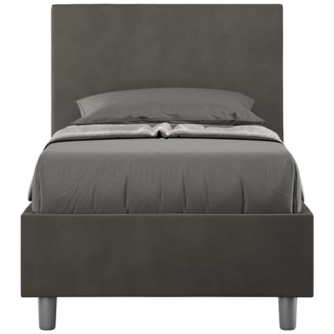 Letto Contenitore Imbottito 80x200 Microfibra Grigio Adele - Foto 1