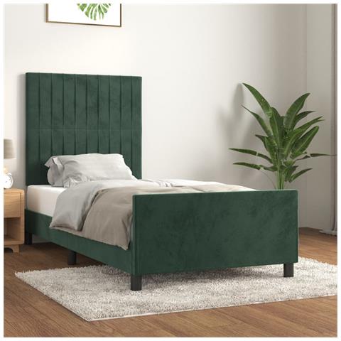 Giroletto Senza Materasso Verde Scuro 90x190 Cm In Velluto - Foto 1