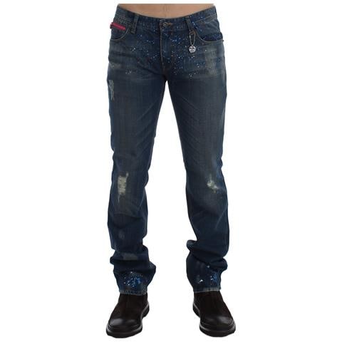 Jeans Slim Fit Con Vernice Lavata Blu - W34 - Foto 1