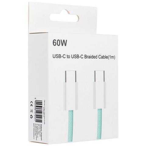 Cavo Dati E Ricarica Pd60w 3a C263 Usb-c To Usb-c Fast Charge 60w 1m Green Per Smartphone Tablet - Foto 1
