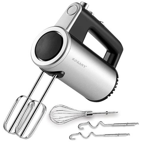 Frullatore A Mano Con Doppia Frusta, 800w, 5 Velocità, Pulsante Turbo, 4 Fruste Per Montare E Impastare, Acciaio Inossidabile. - Foto 1