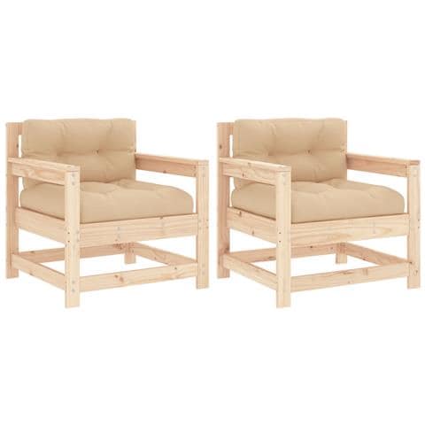 Sedie Da Giardino Con Cuscini 2 Pz Legno Massello Di Pino - Foto 2
