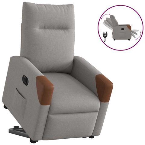 Poltrona Alzapersona Reclinabile Elettrica Tortora In Tessuto - Foto 1