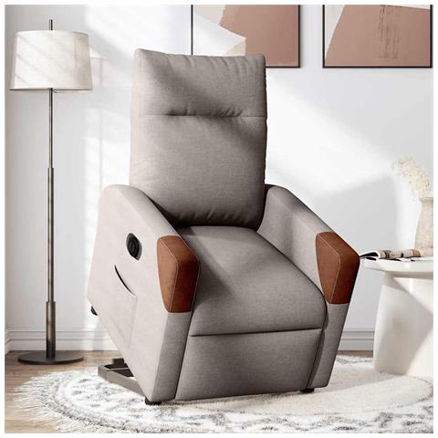 Poltrona Alzapersona Reclinabile Elettrica Tortora In Tessuto - Foto 2