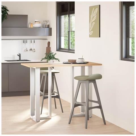 Gambe Tavolo Bar A Forma T 2pz Bianco 40x35x(100-101)cm Acciaio - Foto 2