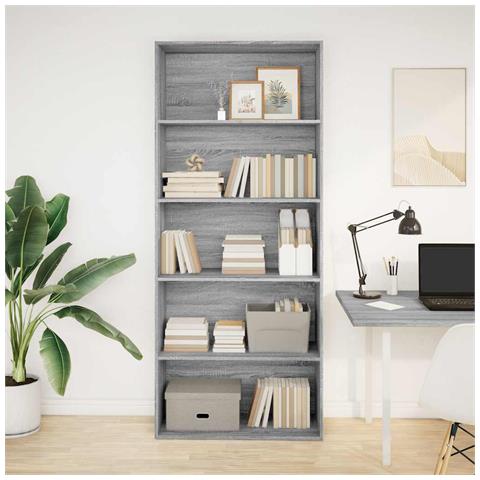 Libreria Grigio Sonoma 80x30x189 Cm In Legno Multistrato - Foto 2