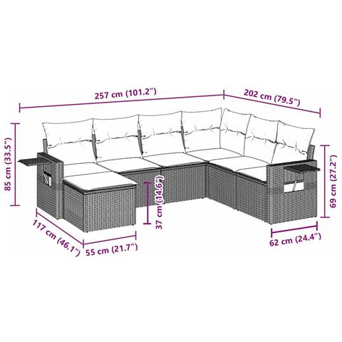 Set Divani Da Giardino Con Cuscini 7pz Nero Polyrattan - Foto 2