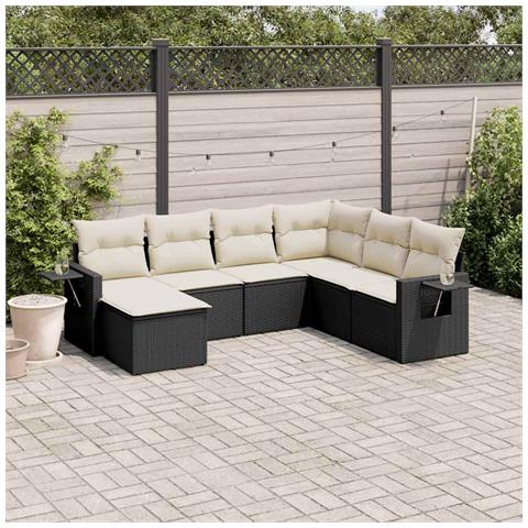 Set Divani Da Giardino Con Cuscini 7pz Nero Polyrattan - Foto 3