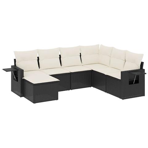 Set Divani Da Giardino Con Cuscini 7pz Nero Polyrattan - Foto 1