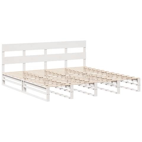 Giroletto Senza Materasso Bianco 200x200 Cm Legno Massello Pino - Foto 3
