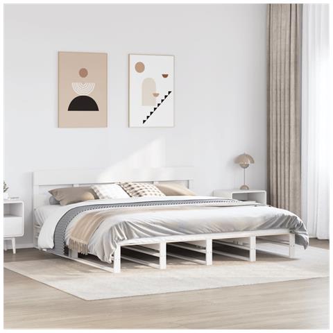 Giroletto Senza Materasso Bianco 200x200 Cm Legno Massello Pino - Foto 1