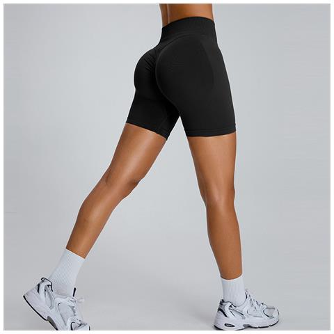 Shorts Da Yoga A Vita Alta Con Etichetta Di Lavaggio Non Rimovibile Black L - Foto 5