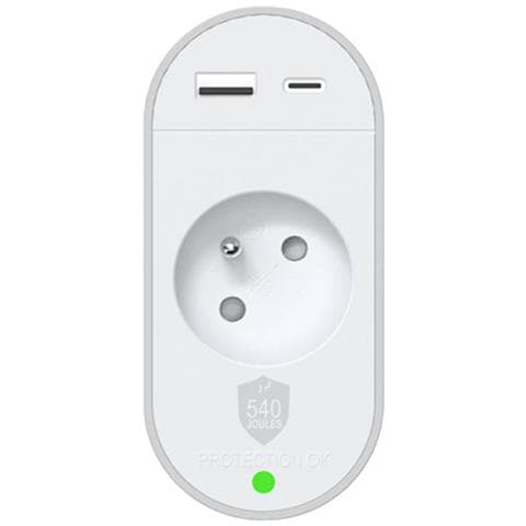 Presa Di Protezione Da Sovratensione Tipo E 540j Con 2 Porte Usb-a /usb-c Pd, Bianco - Foto 1