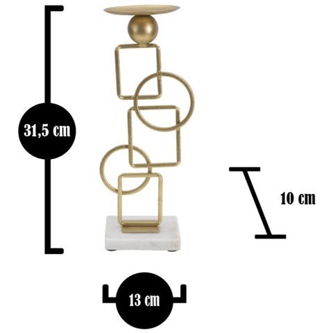 Portacandela Mf343 - Oro - Marmo - 13x10x31,5 Cm - Foto 6