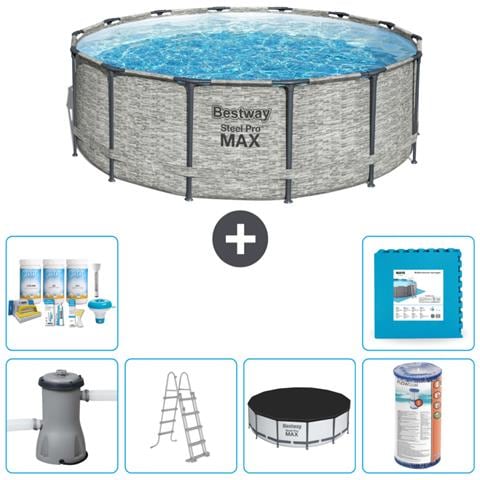 Piscina Fuori Terra - In Giro - 427x122 Cm - Grigio - Include Accessori Coordinati Cb30 - Foto 1