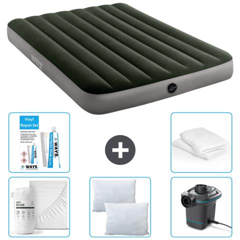 Set Materassino Gonfiabile - 191x137x25 Cm - Verde - Include Accessori Coordinati Cb2 - Foto 1
