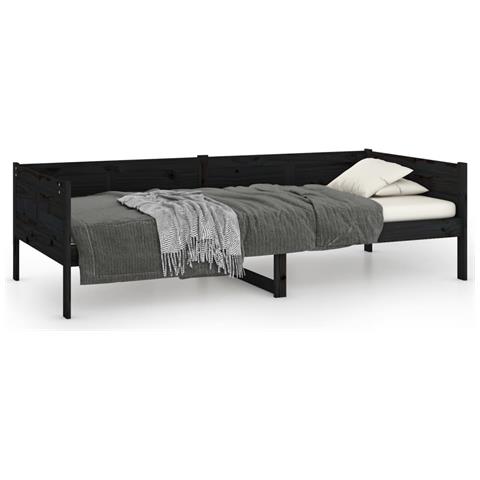 Lusso Casadino -  Dormeuse Nera In Legno Massello Di Pino 90x190 Cm - Foto 1