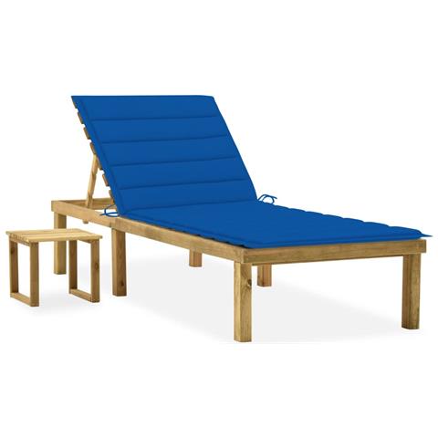 Lettino Da Giardino Con Tavolino Cuscino Legno Pino Impregnato - Foto 2