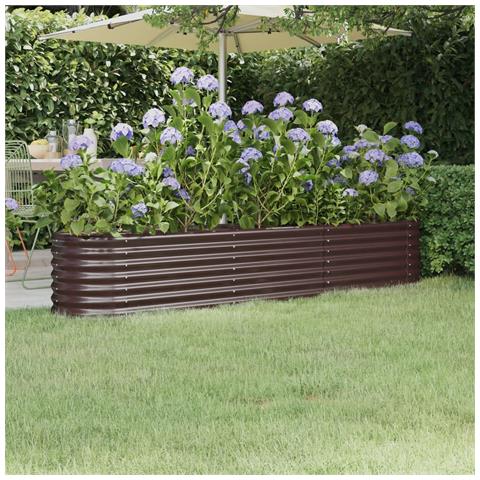 Letto Giardino Acciaio Verniciato A Polvere 224x40x36cm Marrone - Foto 6