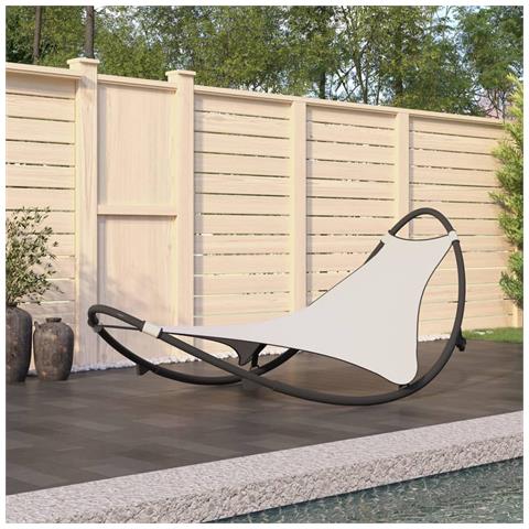 Lusso Casadino - Lettino A Dondolo Prendisole E Ruote In Acciaio Textilene Crema - Foto 6