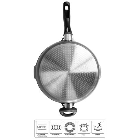 Padella Per Cottura Lenta, Ghisa, 28 Cm, Coperchio In Vetro Forato Per Scolare I Liquidi, Rivestimento Antiaderente - Foto 2