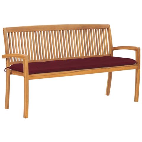 Panchina Da Giardino Impilabile Con Cuscino 159cm Teak Massello - Foto 2