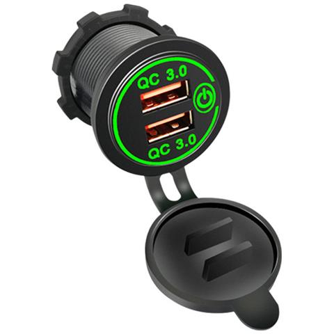 Caricabatterie Da Auto Doppio Qc3.0 Con Interruttore Black+green - Foto 1