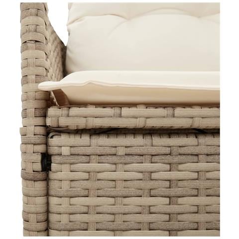 Divano Giardino Reclinabile 2 Posti Tavolino Beige Polyrattan - Foto 9