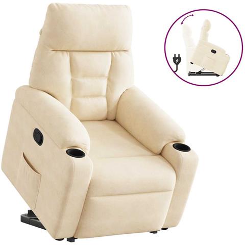 Poltrona Alzapersona Reclinabile Beige in Tessuto Microfibra - Foto 1