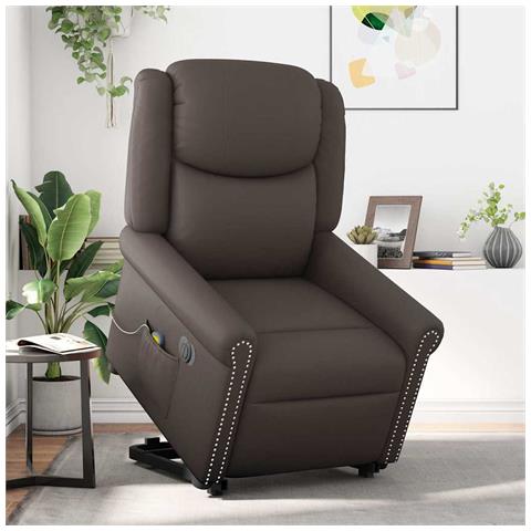 Poltrona Alzapersona Massaggiante Elettrica Marrone Similpelle - Foto 2