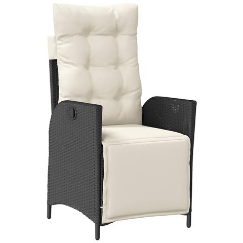 Sedia Reclinabile da Giardino con Poggiapiedi Nera Polyrattan - Foto 1