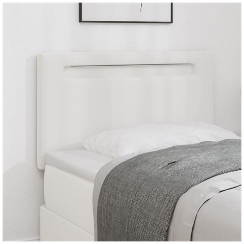 Testiera Design Semplice Bianco Puro 90 cm in Ecopelle - Foto 2