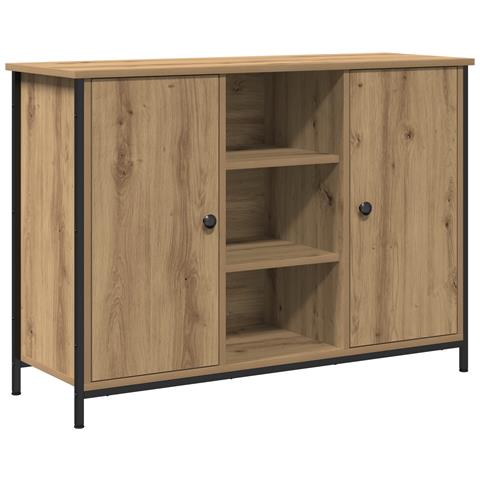 Mobile Artisan in Rovere 100x35x70 cm Legno Ingegnerizzato e Acciaio - Foto 1
