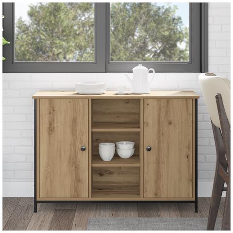 Mobile Artisan in Rovere 100x35x70 cm Legno Ingegnerizzato e Acciaio - Foto 2