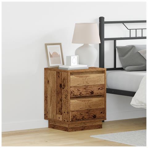 Comodini con Luci LED 2 pz Vecchio Legno 39x34.5x50 cm - Foto 2