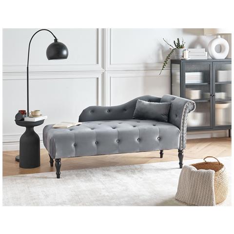 Chaise Longue Versione Destra Ivry Velluto Grigio - Foto 1