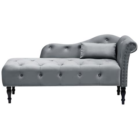 Chaise Longue Versione Destra Ivry Velluto Grigio - Foto 2