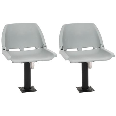 Set Sedile Barca Pieghevole 4pz Senza Cuscino Grigio 48x51x41cm - Foto 1