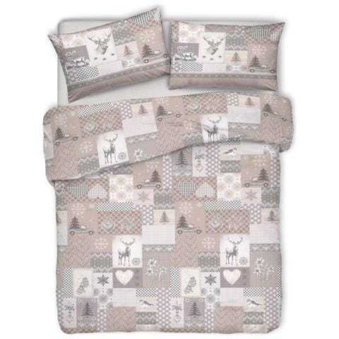 Copripiumino Sacco Piumone Pensieri Delicati Cotone Dis.alpi Matrimoniale Beige - Foto 1